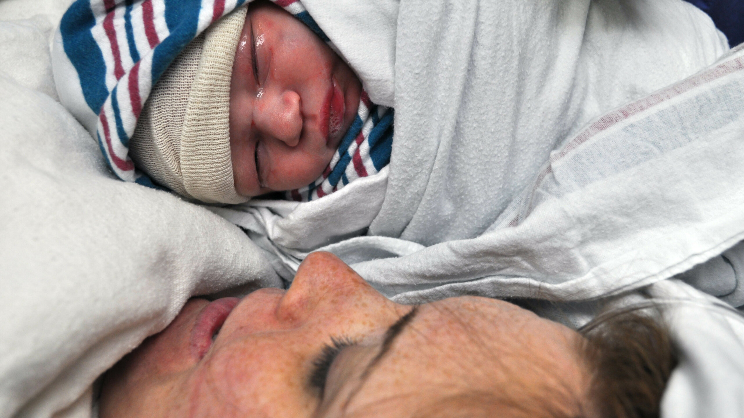 mom and newborn baby after cesarean